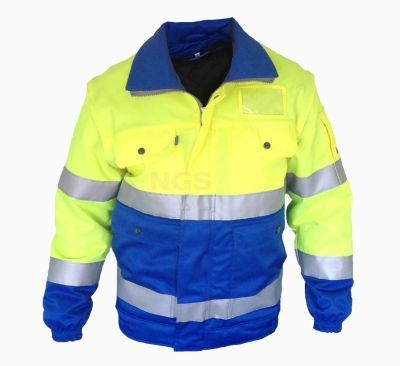 EHBO Pilotjack geel-blauw met reflecterende striping