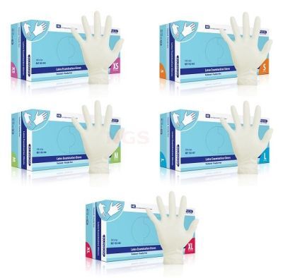 Klinion Latex handschoenen à 10 x 100 stuks poedervrij wit