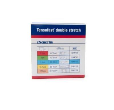 Tensofast double stretch 7,5 cm x 1 meter blauw