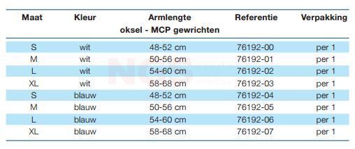 Actimove gilchrist plus immobilisatieverband voor schouder en arm maattabel