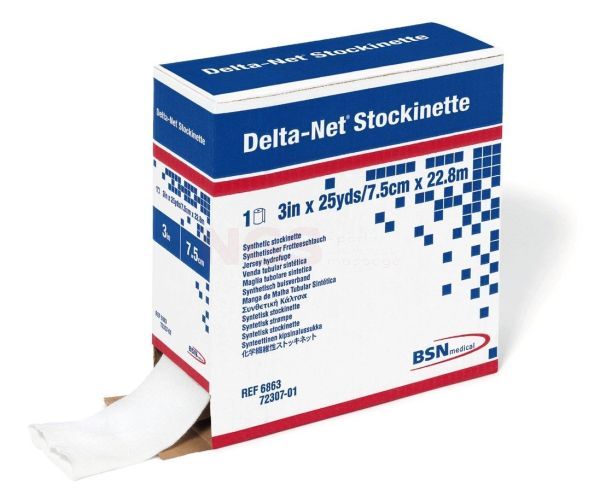 Delta-Net Stockinette synthetisch buisverband 23 meter x 2,5 cm wit