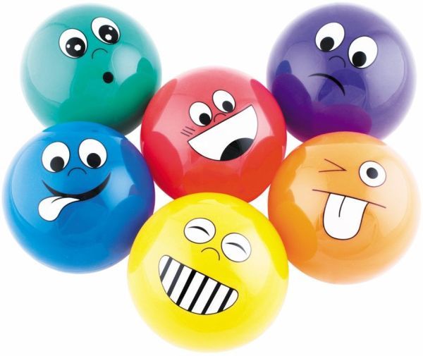 Bal PVC emoticon - gelaatsbal Ø 10 cm 66 gram à 6 stuks