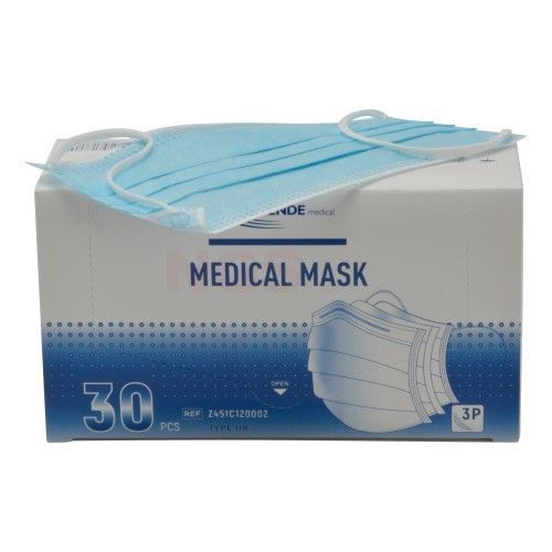 Chirurgisch mondmasker IIR 3-laags ISO-14683 : 2019 à 30 stuks doosje