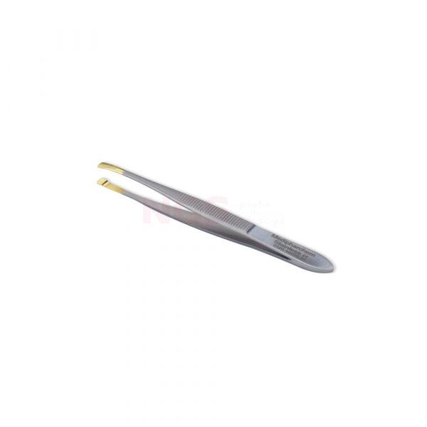 Epileerpincet 10 cm met goudkleurige tips, rechte bek