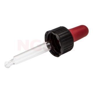 Pipetje van glas met rode rubber pipetteerballon (10 ml)